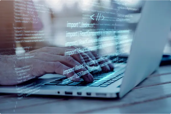 Coding on a laptop