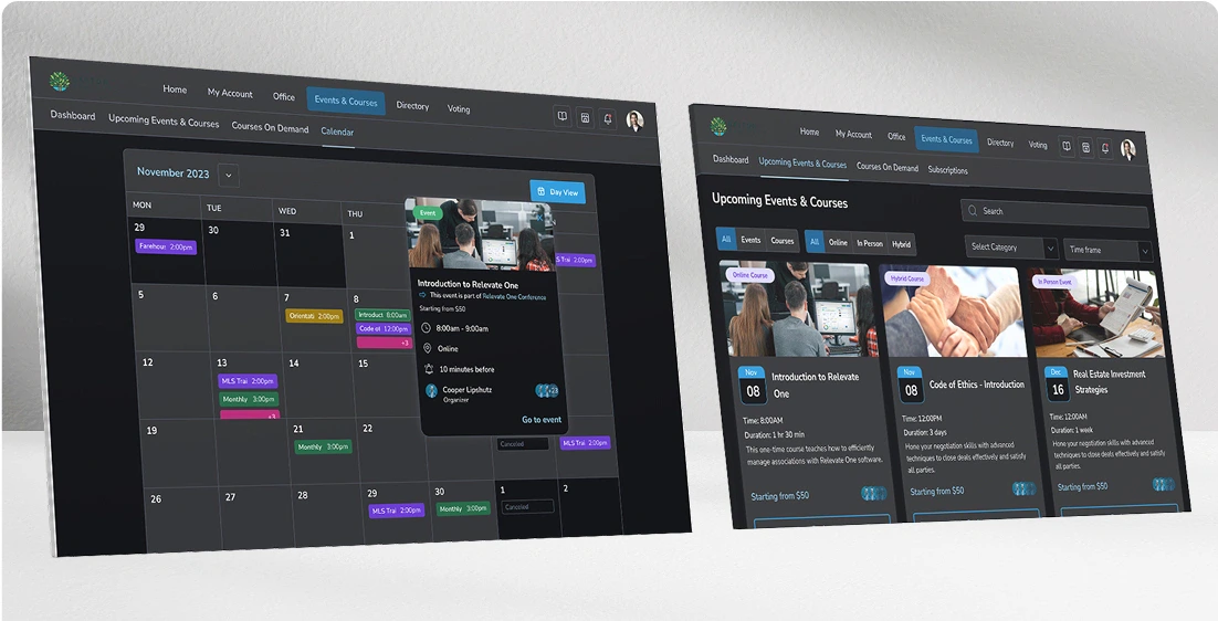 Two user interfaces