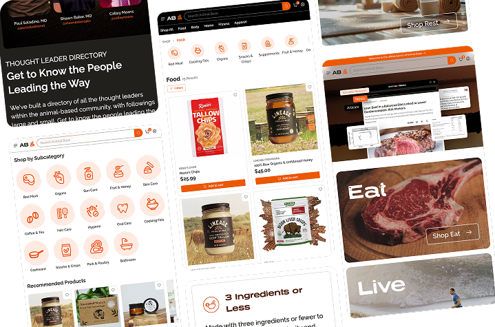 Animal Base browsing experience across mobile web